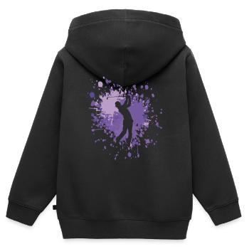 Golf Hit The Ball Color Splash - Sweat Premium à capuche zippé enfant bio - noir - Dos - AI Model Kid Male (0cm)
