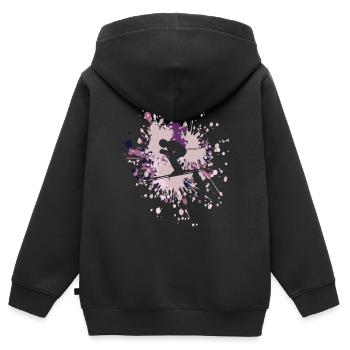 Ski Speed Color Splash - Sweat Premium à capuche zippé enfant bio - noir - Dos - AI Model Kid Male (0cm)