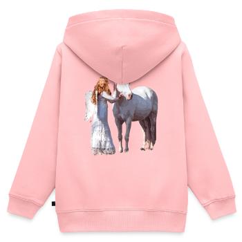 Cheval heureux avec ange - Sweat Premium à capuche zippé enfant bio - rose - Dos - AI Model Kid Female (0cm)