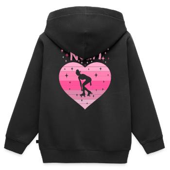 Herz Liebe Sport Rollschuh Mädchen 9. Geburtstag - Kinder Premium Organic Zip Hoodie - Schwarz - Hinten - AI Model Kid Male (0cm)