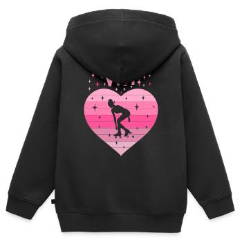 Herz Liebe Sport Rollschuh Mädchen 4. Geburtstag - Kinder Premium Organic Zip Hoodie - Schwarz - Hinten - AI Model Kid Male (0cm)