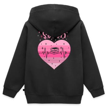 7. Geburtstag Lesen Bücher Buch Mädchen Tochter - Kinder Premium Organic Zip Hoodie - Schwarz - Hinten - AI Model Kid Male (0cm)