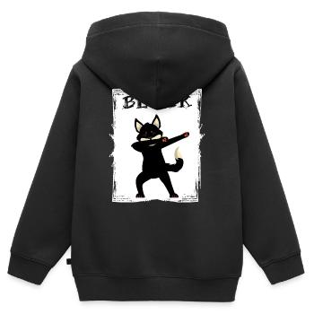 renard noir tolérance égalité noir - Sweat Premium à capuche zippé enfant bio - noir - Dos - AI Model Kid Male (0cm)