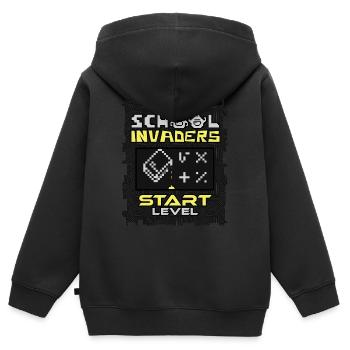 School Invaders - École et Rentrée des Classes - Sweat Premium à capuche zippé enfant bio - noir - Dos - AI Model Kid Male (0cm)