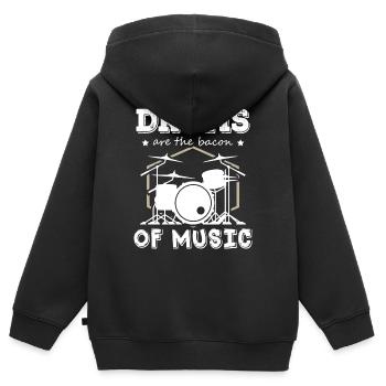 Drums Are The Bacon Of Music Drummer - Kinder Premium Organic Zip Hoodie - Schwarz - Hinten - AI Model Kid Male (0cm)