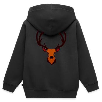Hirschkopf im Herbst Hirsch Geweih Bock Reh Kitz - Kinder Premium Organic Zip Hoodie - Schwarz - Hinten - AI Model Kid Male (0cm)