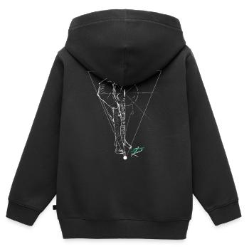 Ligne fine éléphant - Sweat Premium à capuche zippé enfant bio - noir - Dos - AI Model Kid Male (0cm)