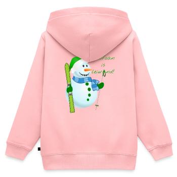 Leiwand Schifoan - Kinder Premium Organic Zip Hoodie - Rosa - Hinten - AI Model Kid Female (0cm)