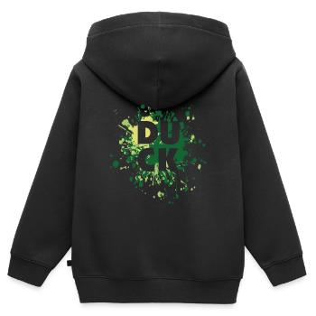 Éclaboussure de couleur de lettre de canard - Sweat Premium à capuche zippé enfant bio - noir - Dos - AI Model Kid Male (0cm)