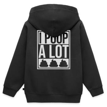 Je fais beaucoup caca - Sweat Premium à capuche zippé enfant bio - noir - Dos - AI Model Kid Male (0cm)