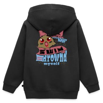 Dicton ironique - Sweat Premium à capuche zippé enfant bio - noir - Dos - AI Model Kid Male (0cm)