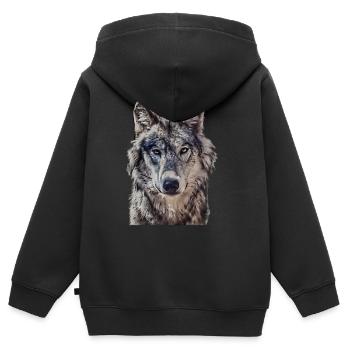 Wolfkopf vu de face - Sweat Premium à capuche zippé enfant bio - noir - Dos - AI Model Kid Male (0cm)