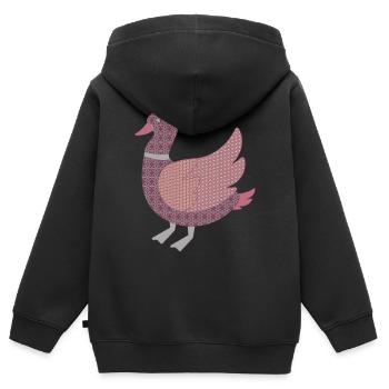 Canard décoré avec des motifs - Sweat Premium à capuche zippé enfant bio - noir - Dos - AI Model Kid Male (0cm)