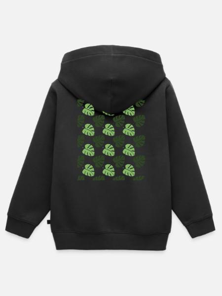 Monstera Muster - Kinder Premium Organic Zip Hoodie - Schwarz