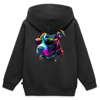 American Staffordshire Terrier Dogs Staffordshire - Kinder Premium Organic Zip Hoodie - Schwarz - Hinten - AI Model Kid Male (0cm)