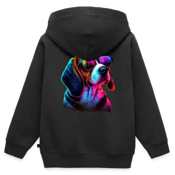 Beagle Chiens Beagles - Sweat Premium à capuche zippé enfant bio - noir - Dos - AI Model Kid Male (0cm)