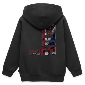 ÉDITION LIMITÉE ANGLETERRE 11E ANNIVERSAIRE 2015 UK - Sweat Premium à capuche zippé enfant bio - noir - Dos - AI Model Kid Male (0cm)