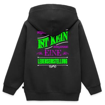 fleischloses essen spaß gesundes essen vegan - Kinder Premium Organic Zip Hoodie - Schwarz - Hinten - AI Model Kid Male (0cm)