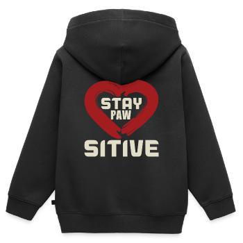 AUFENTHALT PFOTE - Kinder Premium Organic Zip Hoodie - Schwarz - Hinten - AI Model Kid Male (0cm)