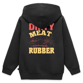 VIANDE SALE CAOUTCHOUC DRÔLE - Sweat Premium à capuche zippé enfant bio - noir - Dos - AI Model Kid Male (0cm)