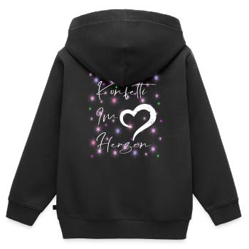 Konfetti im Herzen - Kinder Premium Organic Zip Hoodie - Schwarz - Hinten - AI Model Kid Male (0cm)