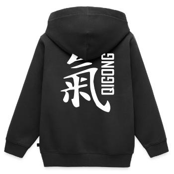 qigong chinesisches zeichen weiss - Kinder Premium Organic Zip Hoodie - Schwarz - Hinten - AI Model Kid Male (0cm)