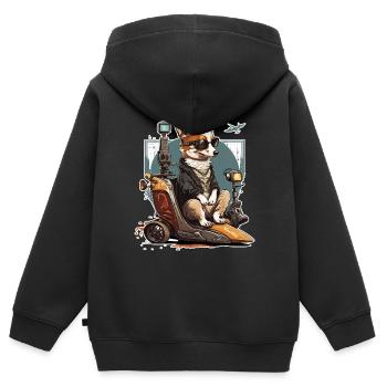 Walisischer Corgi Pembroke - Kinder Premium Organic Zip Hoodie - Schwarz - Hinten - AI Model Kid Male (0cm)