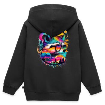 Fuchs als Wanderer in den Bergen in bunten Farben - Kinder Premium Organic Zip Hoodie - Schwarz - Hinten - AI Model Kid Male (0cm)