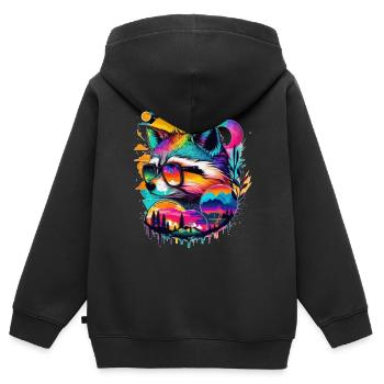 Fox Master Lamp à Cool avec des lunettes de soleil - Sweat Premium à capuche zippé enfant bio - noir - Dos - AI Model Kid Male (0cm)