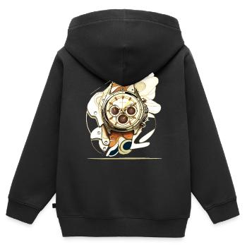 Ein Vintage Chronograph ist ein toller Zeitmesser - Kinder Premium Organic Zip Hoodie - Schwarz - Hinten - AI Model Kid Male (0cm)