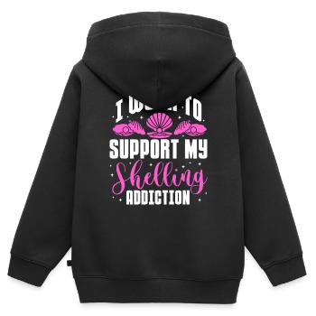 Je travaille pour soutenir ma dépendance aux bombardements Coquillage - Sweat Premium à capuche zippé enfant bio - noir - Dos - AI Model Kid Male (0cm)