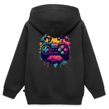 Console de jeu - Sweat Premium à capuche zippé enfant bio - noir - Dos - AI Model Kid Male (0cm)
