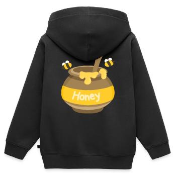 Honey - Kinder Premium Organic Zip Hoodie - Schwarz - Hinten - AI Model Kid Male (0cm)