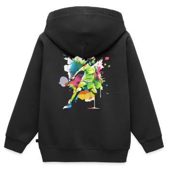 TENNIS - Kinder Premium Organic Zip Hoodie - Schwarz - Hinten - AI Model Kid Male (0cm)