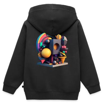 ..3D - Sweat Premium à capuche zippé enfant bio - noir - Dos - AI Model Kid Male (0cm)