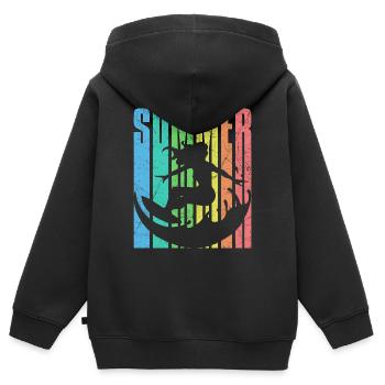 Surfergirl d’été millésime 2023 - Sweat Premium à capuche zippé enfant bio - noir - Dos - AI Model Kid Male (0cm)