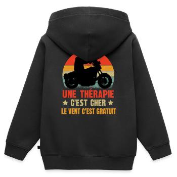 le vent c'est gratuit - Sweat Premium à capuche zippé enfant bio - noir - Dos - AI Model Kid Male (0cm)