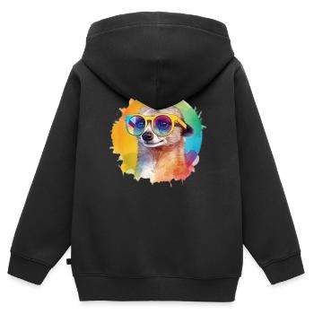 Buntes cooles Erdmännchen mit Sonnenbrille - Kinder Premium Organic Zip Hoodie - Schwarz - Hinten - AI Model Kid Male (0cm)