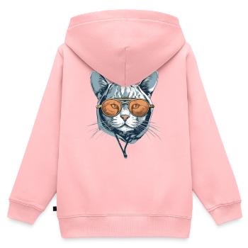 Die Katze mit Brille - Kinder Premium Organic Zip Hoodie - Rosa - Hinten - AI Model Kid Female (0cm)