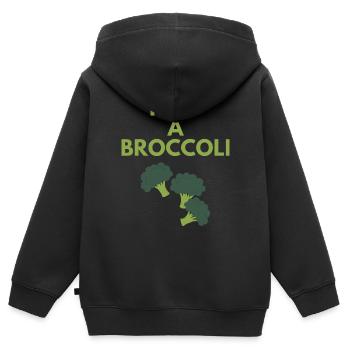 HUG A BROCCOLI - Kids Premium Organic Zip-up Hoodie - black - Back - AI Model Kid Male (0cm)