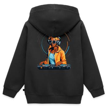 Le mix parfait pour votre musique - Sweat Premium à capuche zippé enfant bio - noir - Dos - AI Model Kid Male (0cm)