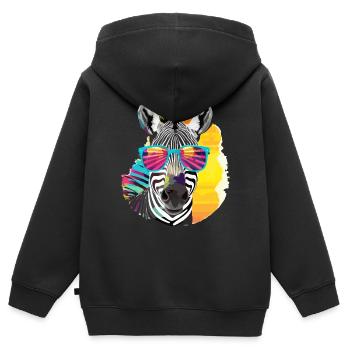 Mat le zèbre - Sweat Premium à capuche zippé enfant bio - noir - Dos - AI Model Kid Male (0cm)