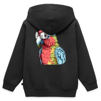 Pecco, der Brillenpapagei - Kinder Premium Organic Zip Hoodie - Schwarz - Hinten - AI Model Kid Male (0cm)