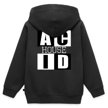 Logo de la musique ACID HOUSE - Sweat Premium à capuche zippé enfant bio - noir - Dos - AI Model Kid Male (0cm)