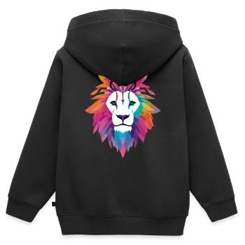 Lou der Löwe - Kinder Premium Organic Zip Hoodie - Schwarz - Hinten - AI Model Kid Male (0cm)
