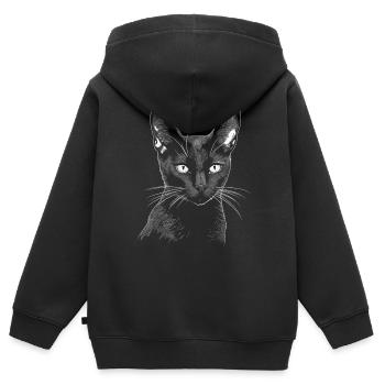 Black Cat Bombay Cat Outfit pour - Sweat Premium à capuche zippé enfant bio - noir - Dos - AI Model Kid Male (0cm)