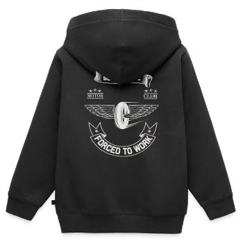 Born To Ride MC Wings Design - Sweat Premium à capuche zippé enfant bio - noir - Dos - AI Model Kid Male (0cm)