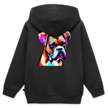 Art du boxeur - Sweat Premium à capuche zippé enfant bio - noir - Dos - AI Model Kid Male (0cm)
