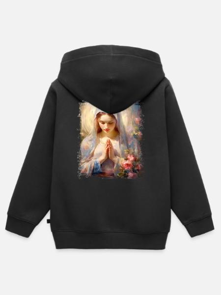 Sainte Marie Marie Vierge Marianne Vierge Marie Sainte - Premium børne zip-hættetrøje økologisk - sort
