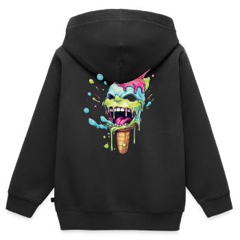 La crème glacée Psycho rit aux couleurs vives - Sweat Premium à capuche zippé enfant bio - noir - Dos - AI Model Kid Male (0cm)